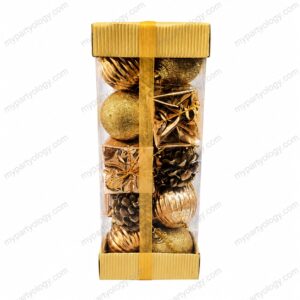 Assorted Rose Gold & Gold Tree Decorations Box Small (Pack of 12)