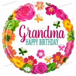 Happy Birthday Grandma Floral 18" Foil Balloon (Anagram)