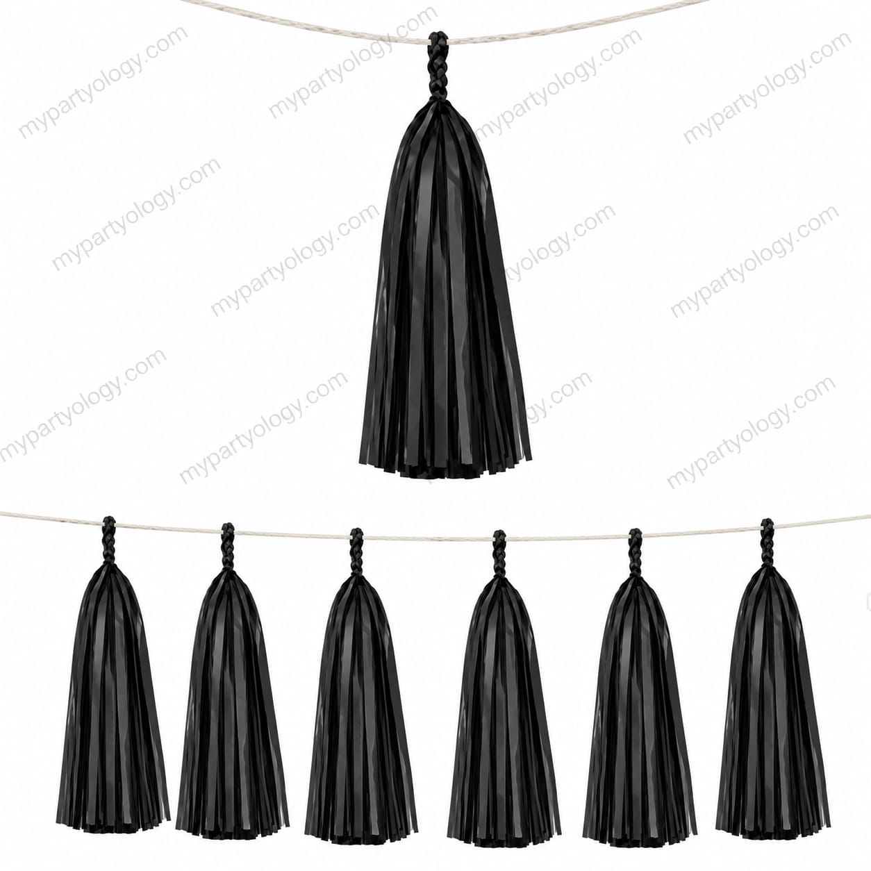 Black Paper Tassles Hanging Decor Set (Pack of 10)