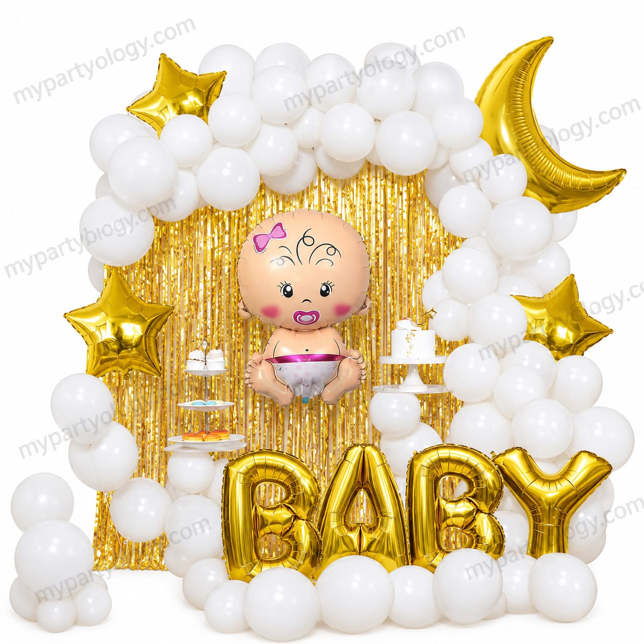 Gold & White BABY Decor Set (Pack of 131)