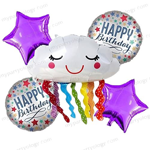 Happy Birthday Cloud Foil Balloon Set (Pack of 5)