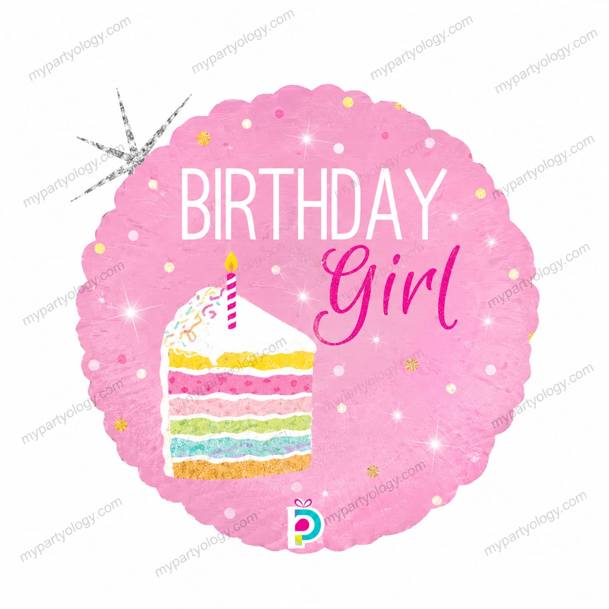 Birthday Girl Cake Round 18" Foil Balloon (Betallic)