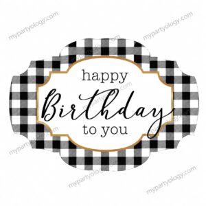 Happy Birthday To You Black & White Plaid 32" Foil Balloon (Betallic Italy)