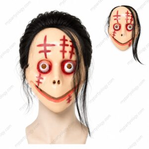 Bloody Momo With Hair Plastic Mask