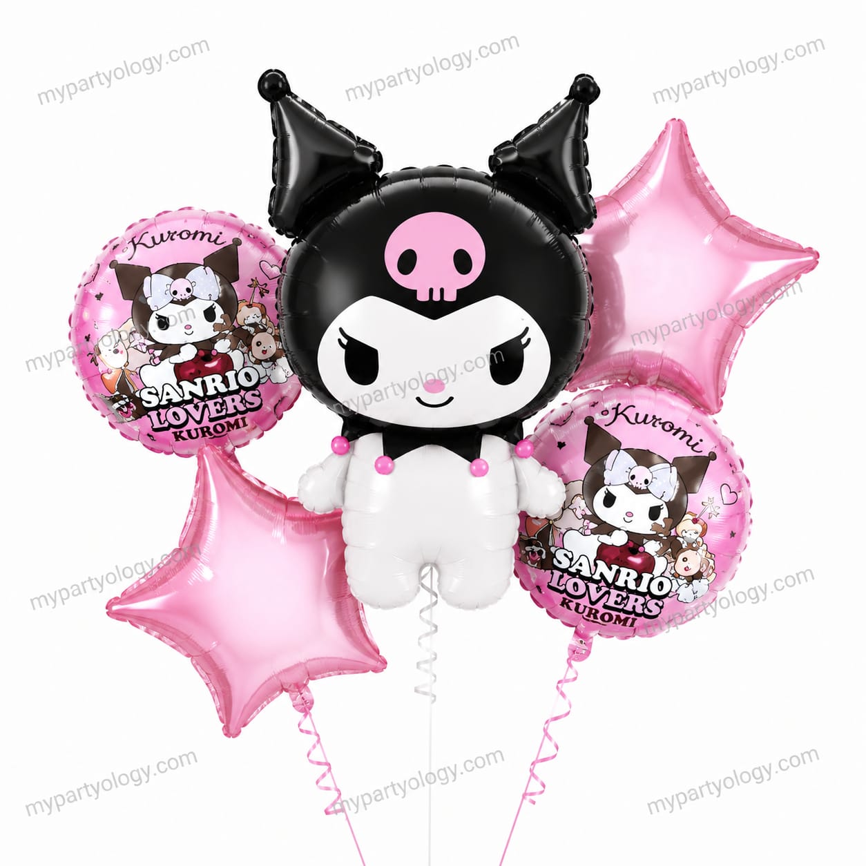 Kuromi Pink Stars Foil Balloon Set (Pack of 5)