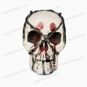 Barb Wired Bloody 8" Plastic Skull