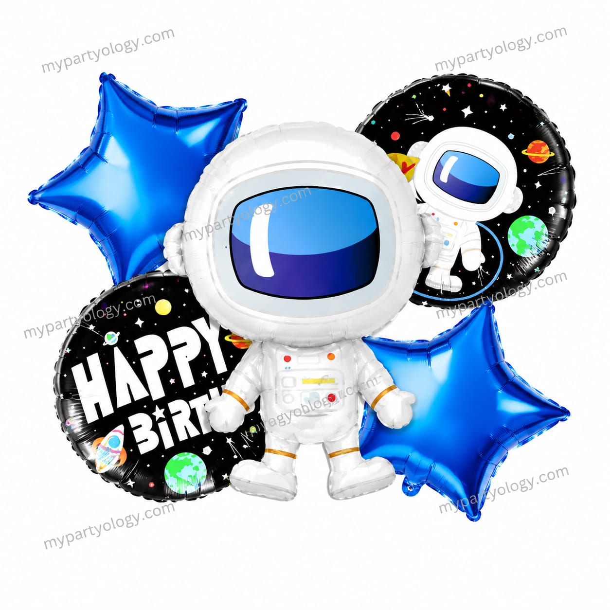 Happy Birthday Space Astronaut Foil Balloon Set (Pack of 5)