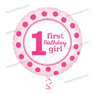 First Birthday Girl Polka Dots 18'' Foil Balloon