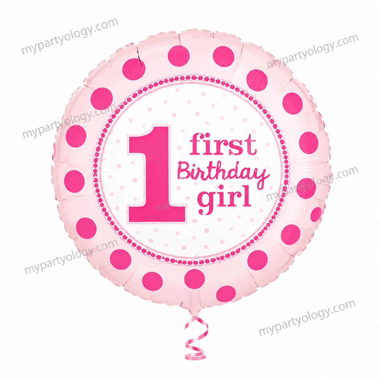 First Birthday Girl Polka Dots 18'' Foil Balloon