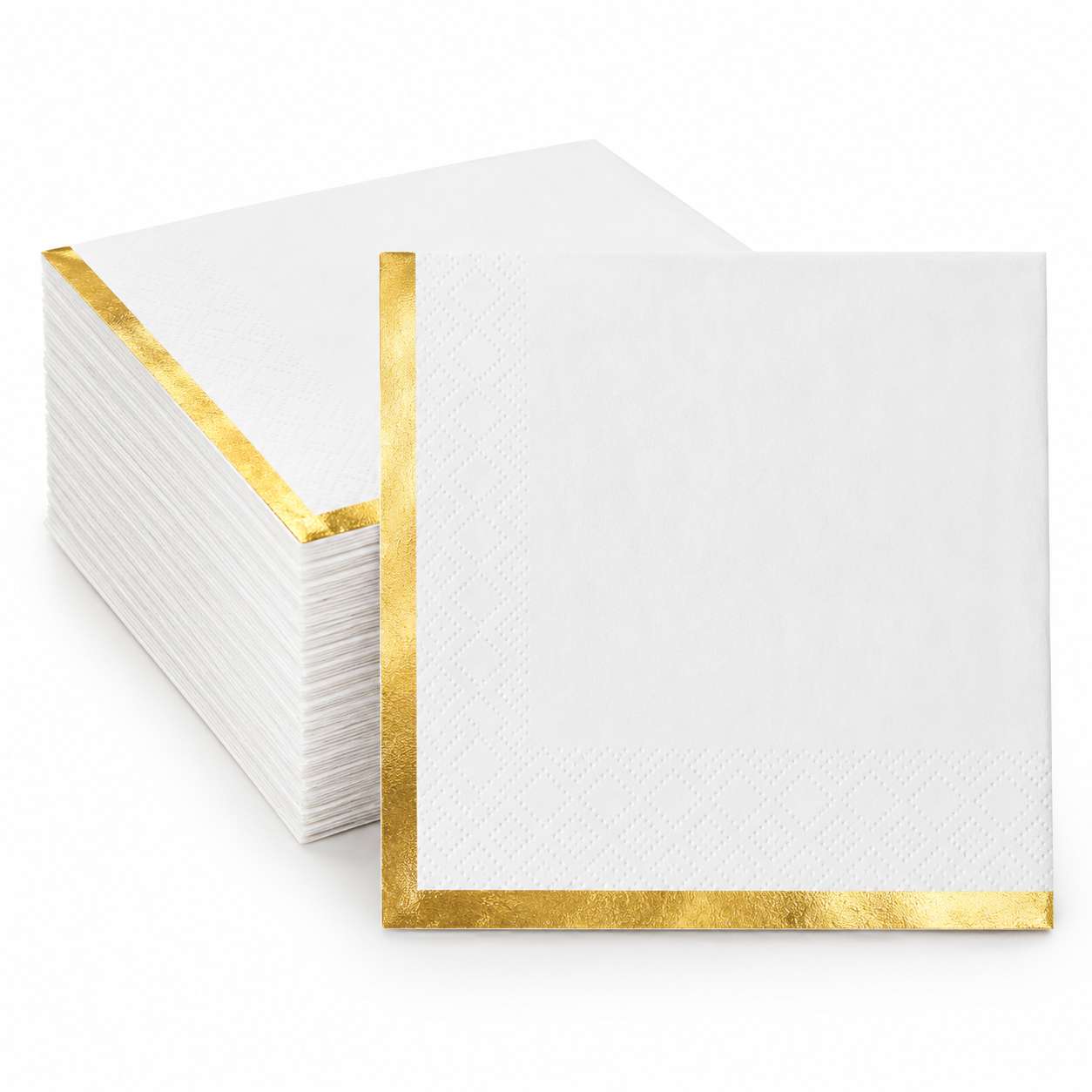 White With Gold Trim Dinner Napkins