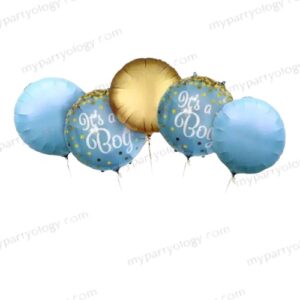 Its A Boy Blue & Gold 18'' Foil Balloon Set (Pack of 5)