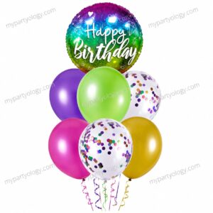 Happy Birthday Holographic Foil & Latex Balloon Set (Pack of 7)