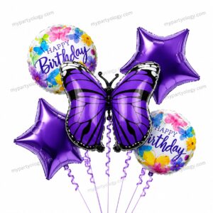 Butterfly Foil Balloon Purple Set ( Pack of 5)