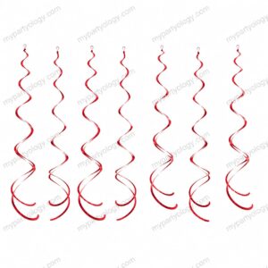 Red Plastic Swirl Decor 8/pkt