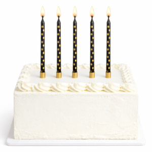 Black Candles with Gold Metallic Dots