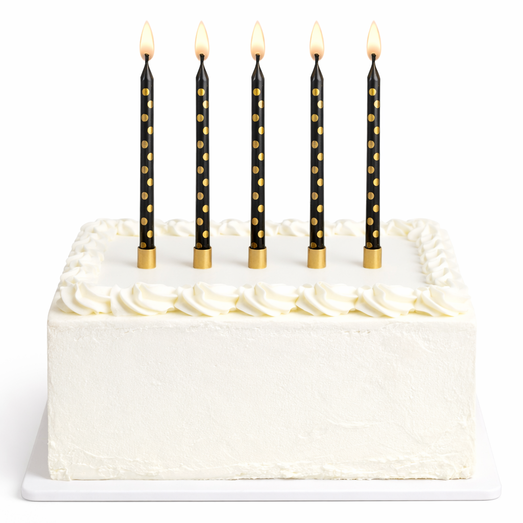 Black Candles with Gold Metallic Dots