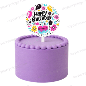 Happy Birthday Flower & Balloon Cake Topper