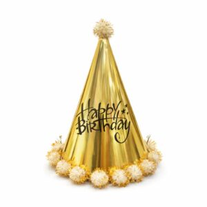 Happy Birthday Gold Paper Cone Hat