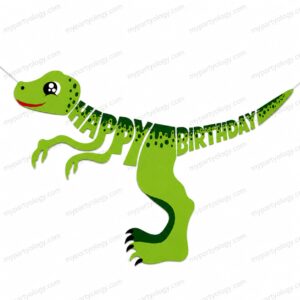 Dinosaur Green Happy Birthday Paper Banner