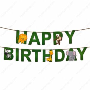 Jungle Theme Happy Birthday Block Banner