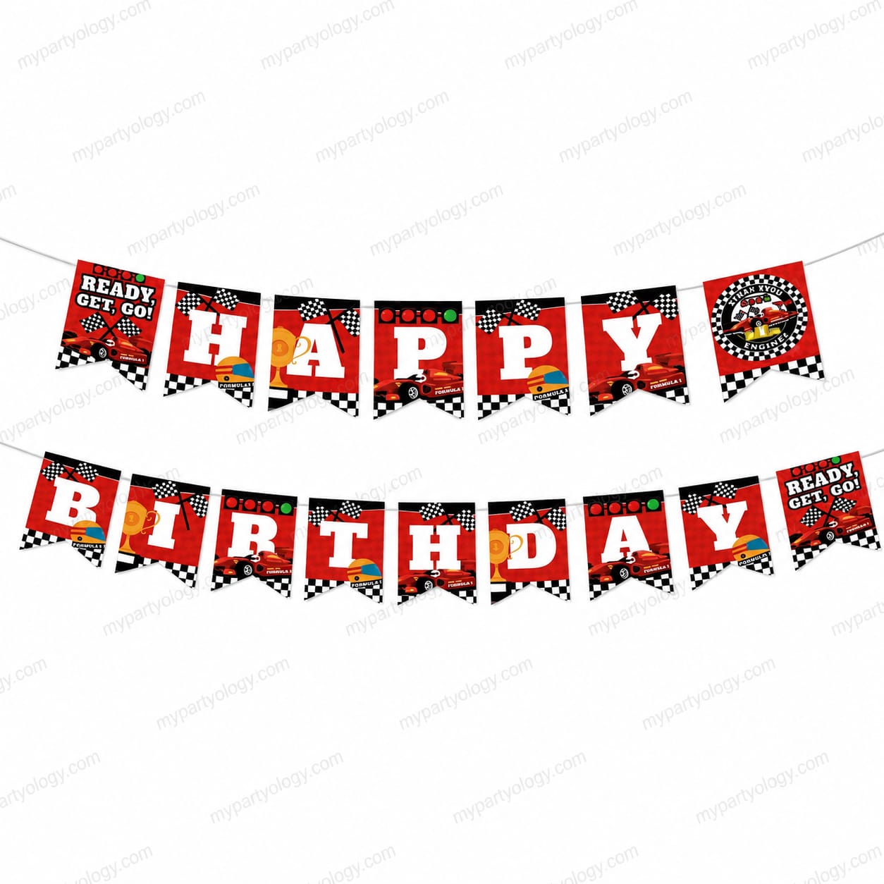 Racing Car Happy Birthday Banner