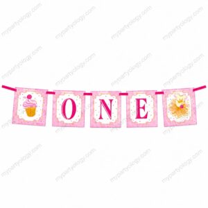 Pink & Gold First Birthday Block Banner ( Unique)
