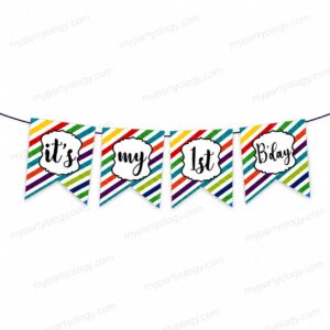 It's my 1st B'day Colourful Stripes Banner
