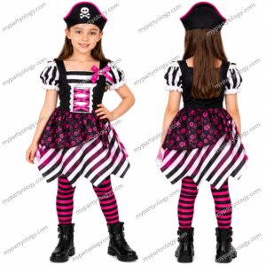 White & Pink Girls Pirate Costume