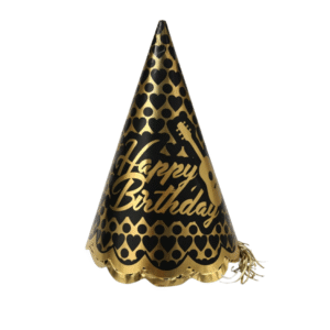 Happy Birthday Gold Guitar Cone Hat (Pack of 5)