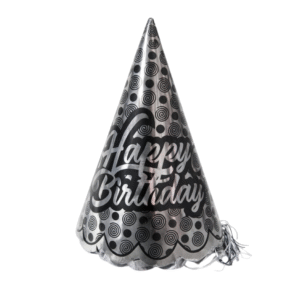 Happy Birthday Silver Guitar & Heart Cone Hat Set (Pack of 10)