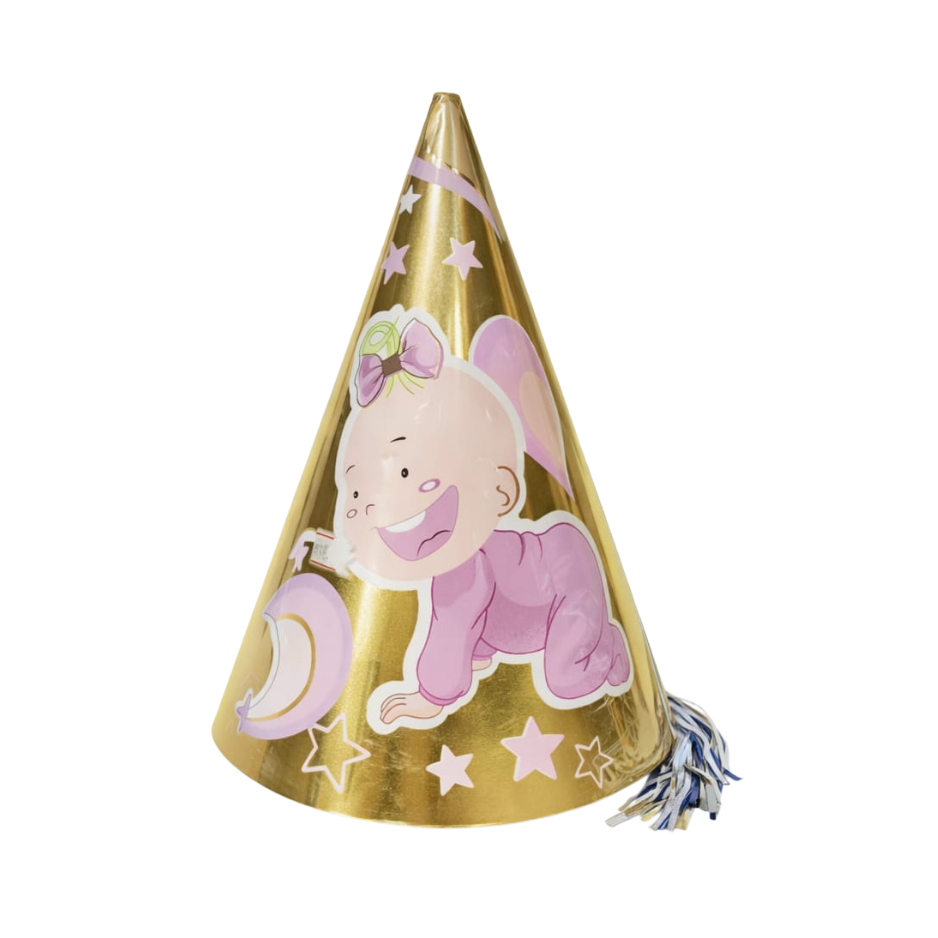Baby Girl Paper Cone Hat Set (Pack of 6)
