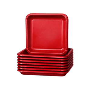 Red Square 10inch Paper Plate Set (Pack of 8)