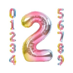 40 Inch Rainbow Gradient Number Foil Balloon