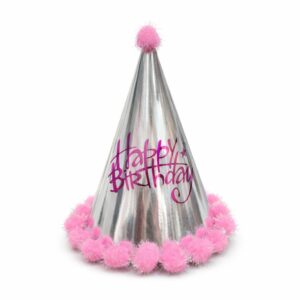 Happy Birthday Pink And Silver Cone Hat