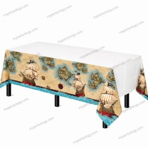 Pirate Print Plastic Table Cover (54''x102'')