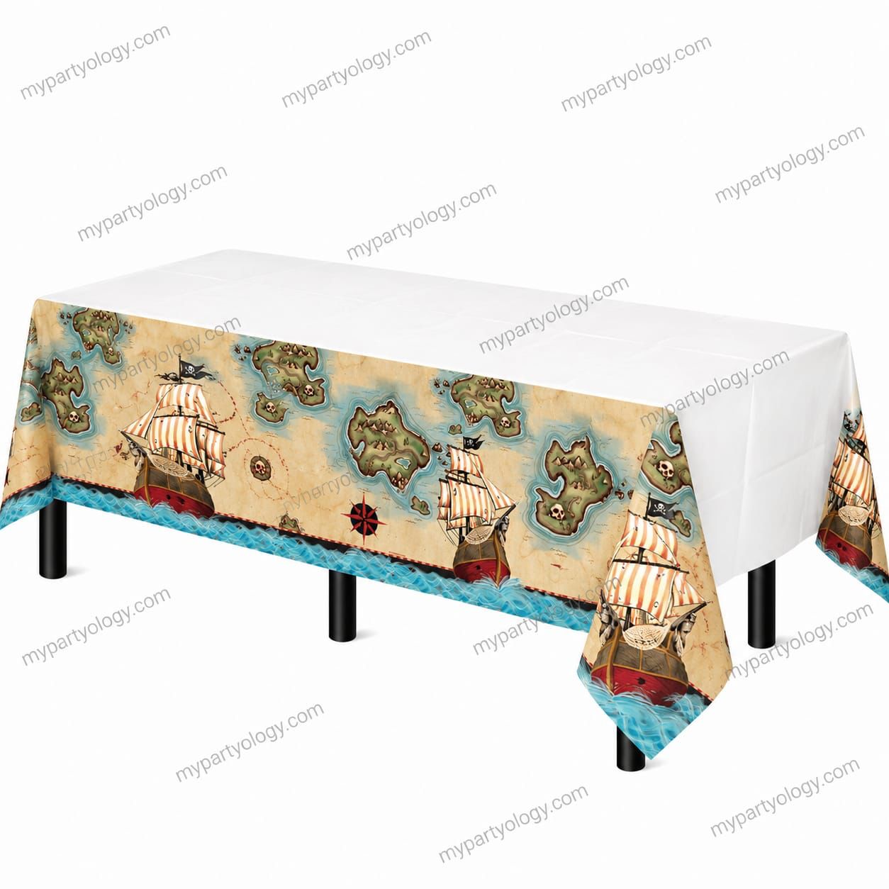 Pirate Print Plastic Table Cover (54''x102'')