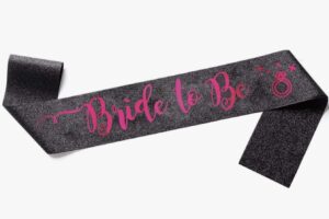 Bride to Be Black Glitter Sash