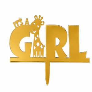 Its A Girl Giraffe Gold Cake Topper