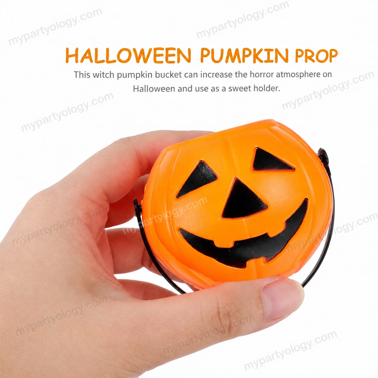 Orange Small Plastic Pumpkin Pail Set (Pack of 6) - Image 5