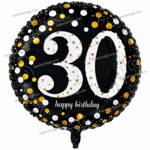 Happy 30th Birthday Gold & White 18" Foil Balloon