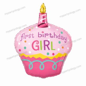 First Birthday Girl Cake 37'' Foil Balloon
