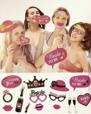 Bride To Be Pink & Gold Photo Props (Pack of 15)