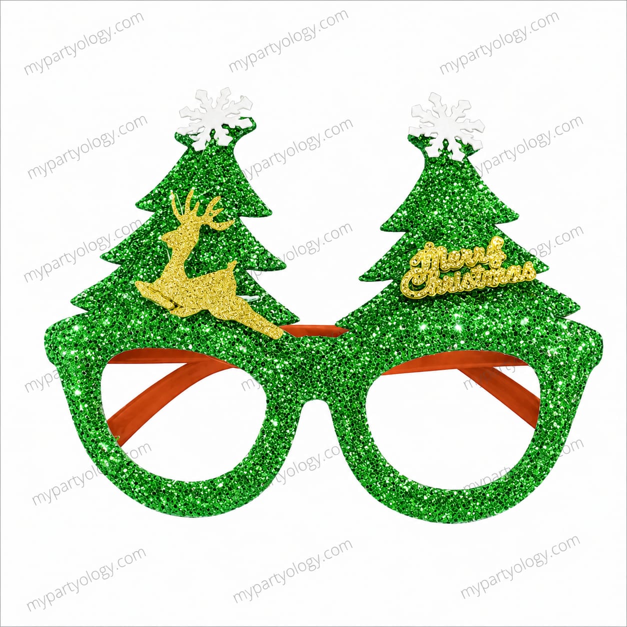 Green Glitter Christmas Tree Fancy Goggles (Pack of 1)