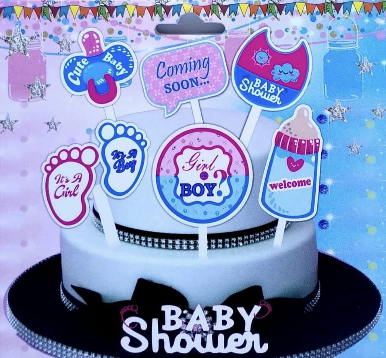 Baby Shower Paper Cake Topper (Pack of 6)