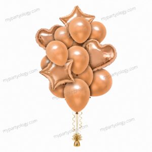 Rose Gold Stars/Hearts & Latex Balloon Set (Pack of 16)