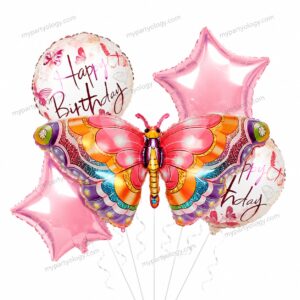 Happy Birthday Vibrant Foil Balloon Set (Pack of 5)