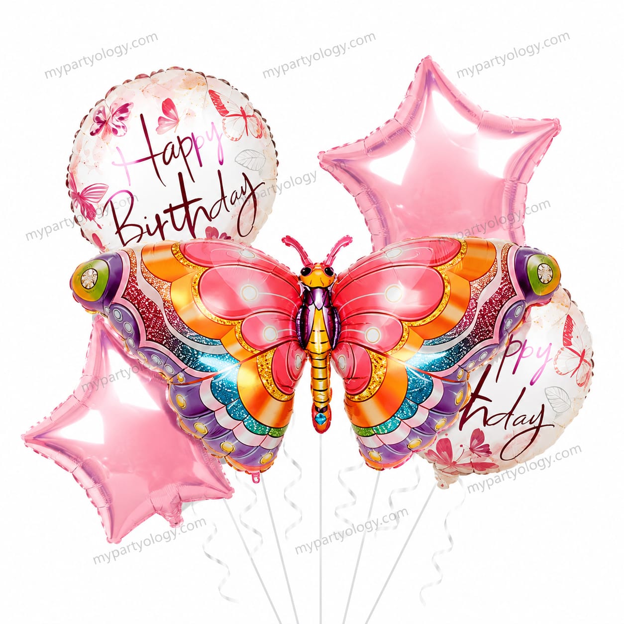 Happy Birthday Vibrant Foil Balloon Set (Pack of 5)