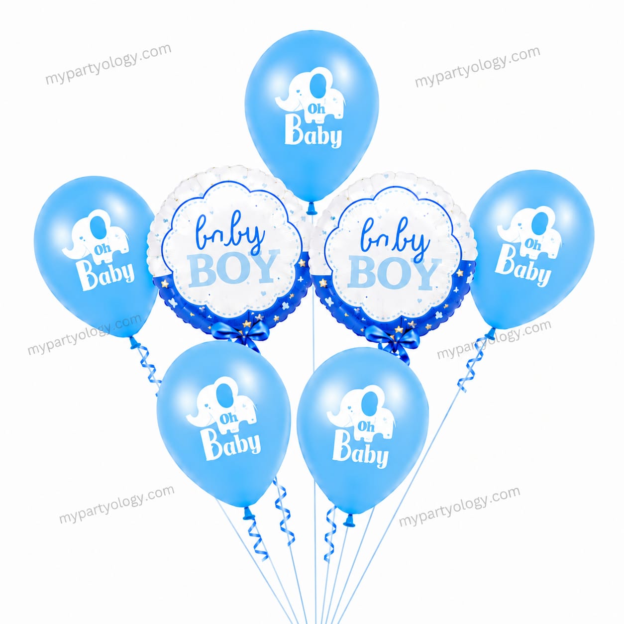 Oh Baby Boy Blue Latex & Foil Balloon Set (Pack of 7)
