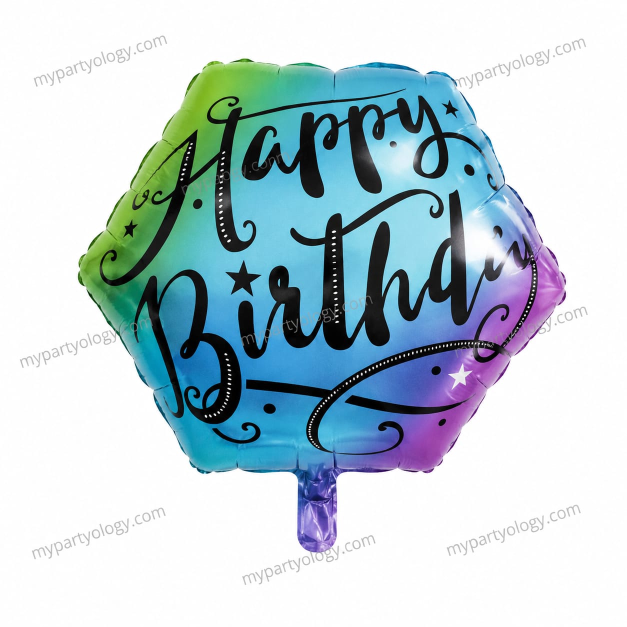 Happy Birthday Hexagon Shaped Purple 22'' Foil Balloon