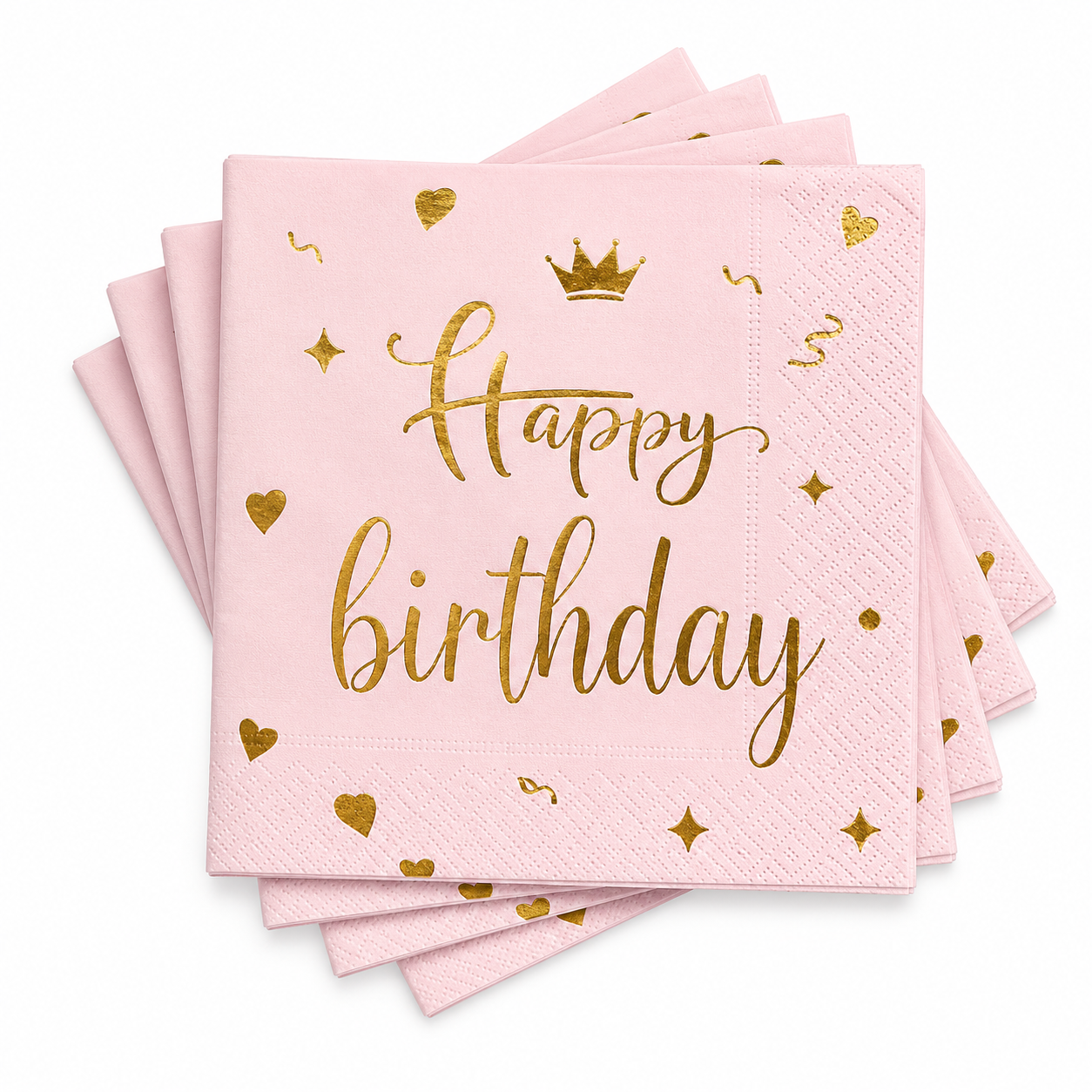 Happy Birthday Pink Paper Napkins (Pack of 10)